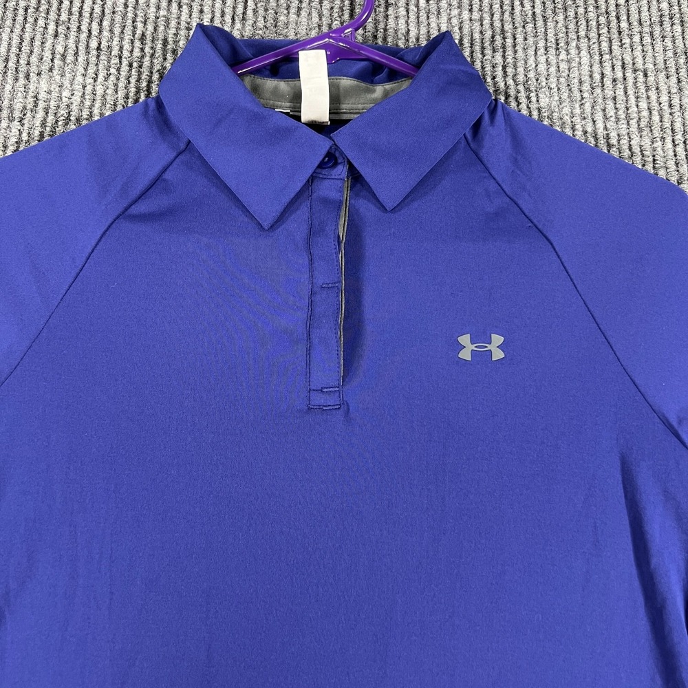 Under Armour Polo Shirt Womens Small Purple Fitted Short Sleeve Golf Outdoor